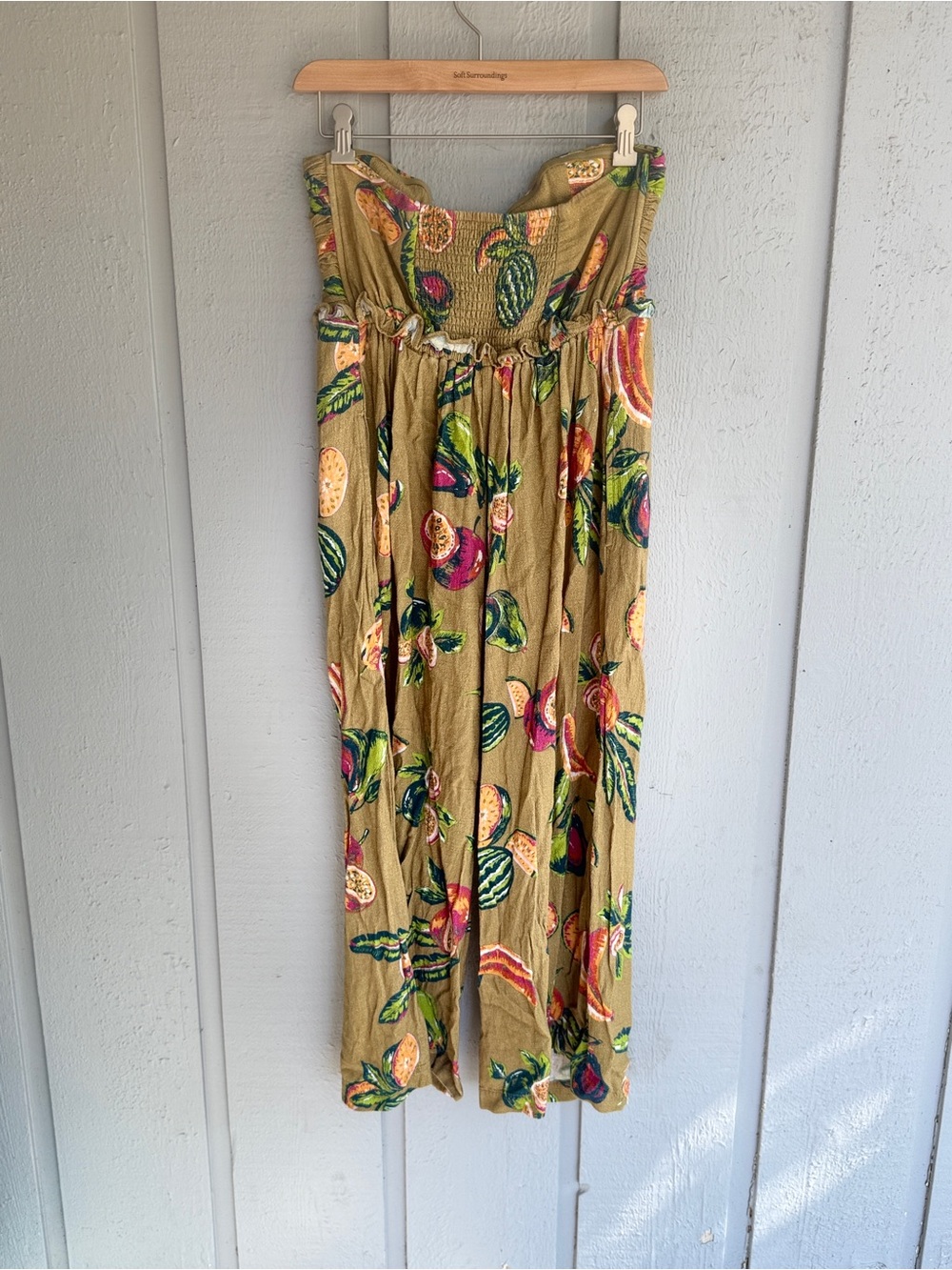 The Odells Strapless Isla Tropical halter Jumpsuit size Medium Linen blend - Picture 2 of 16